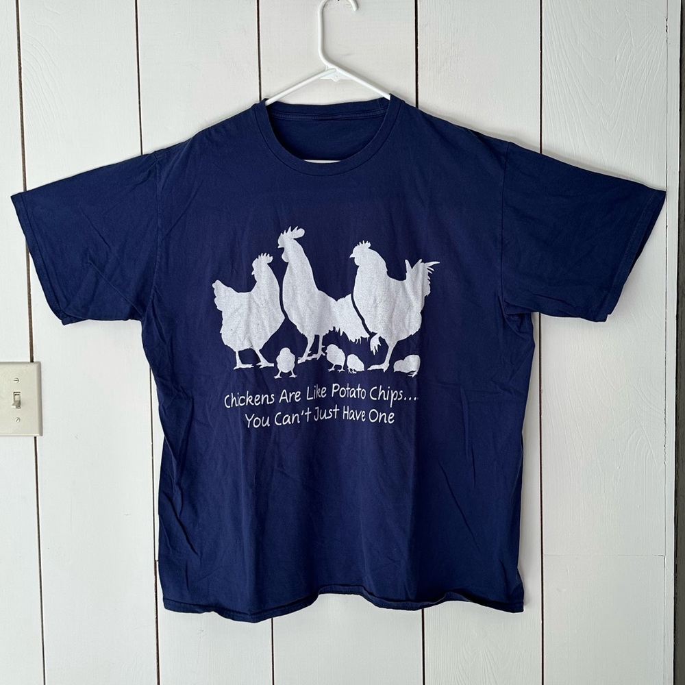 Hen Humor Chickens Men's Short Sleeve Graphic T-Shirt XXL Navy Blue
